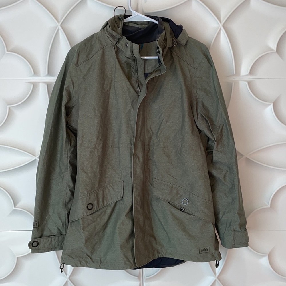 REI zip grey hooded jacket L.     3